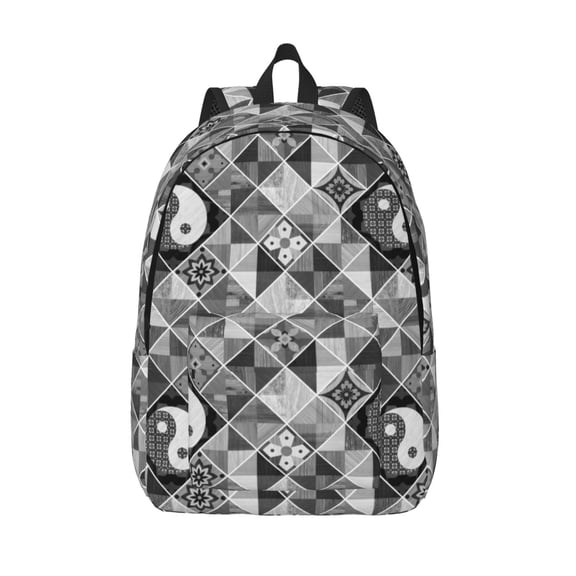 Vsdgher Yin Yang With Black And White Print Canvas Backpack Travel Rucksack Unisex Knapsack 15.7/17.7Inch Laptop Backpack for Work,College -Medium