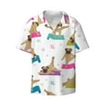 thumbnail image 1 of Vsdgher Yoga Dogs Poses Print Men's Wrinkle Free Untucked Cuban Shirt Business Casual Button Down Shirts Short Sleeve Shirt, 1 of 7
