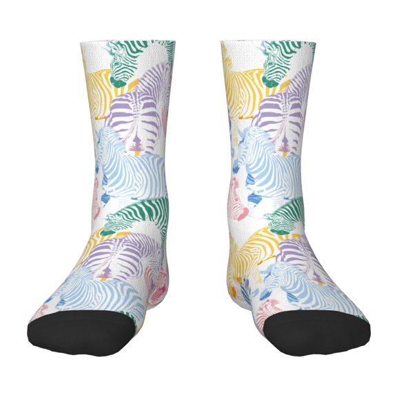 Vsdgher Zebra Colourful Pattern Kids Socks Boys Girl Crew Athletic Half Sport Running Breathable Socks Lightweight Stretch Crew Socks