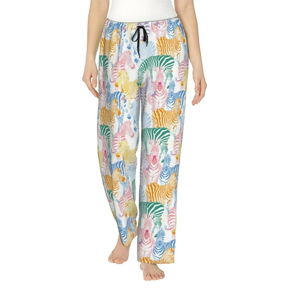 Vsdgher Zebra Colourful Women’s Womens Pajama Pants, Lounge Wide Leg PantsLounge Pants,Sleep Bottoms, Lounge for Women-