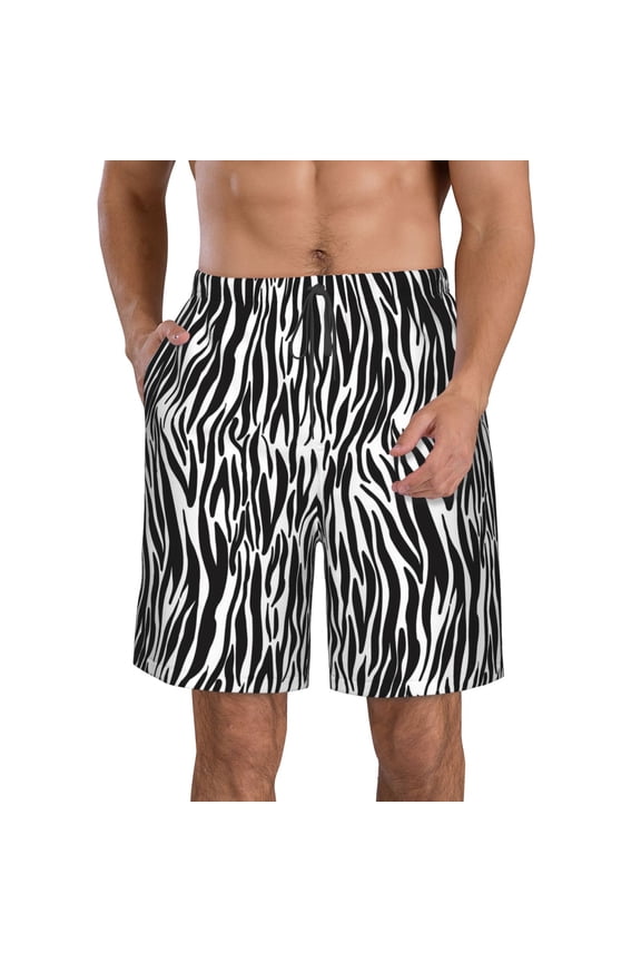 Zebra Men's Beach Shorts, Surfing shorts, Swim trunks, Quick Dry Swim Trunks for Surfing Beach Fun -Large