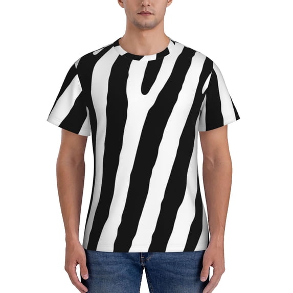 Vsdgher Zebra Print Men's Dry Fit Mesh Athletic Shirts Moisture Wicking Tennis T-Shirt Tops