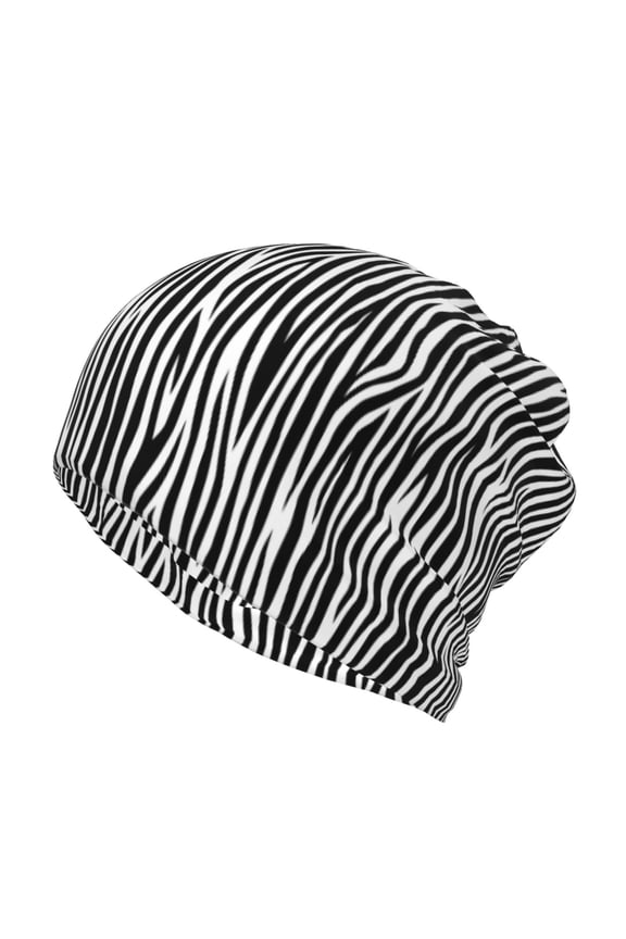 Zebra Skin Slouchy Beanie Hat for Men/Women, Skull Cap Chemo Cap Night Sleeping Cap