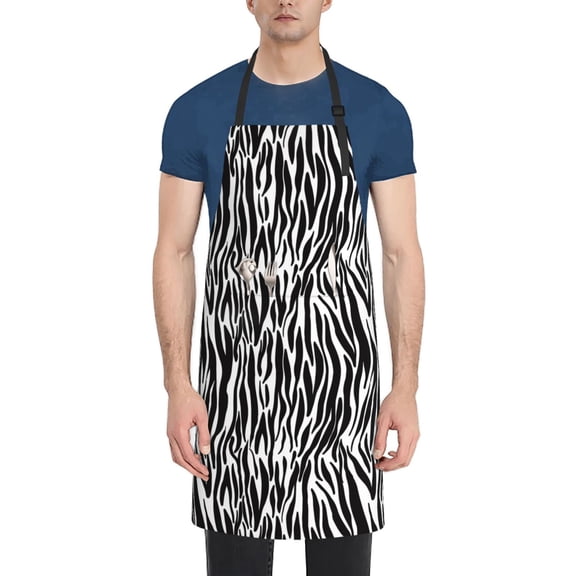 Vsdgher Zebra Waterproof Apron with 2 Pockets Kitchen Chef Aprons Bibs for Grooming Cooking Baking Painting Gardening