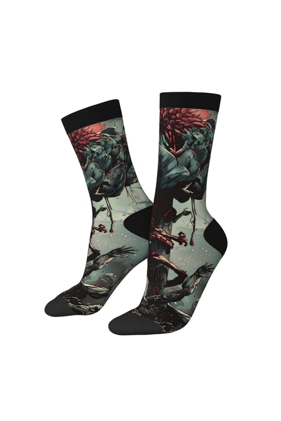 Zombie Flower Apocalypse Crew Socks for Men & Women, Breathable Casual Athletic Ankle Socks