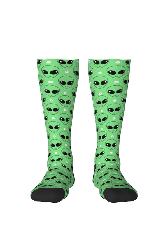 alien cartoons Knee Socks, High Socks Long Stretchy Sock Women Knee High Stocking, Long Socks for Women