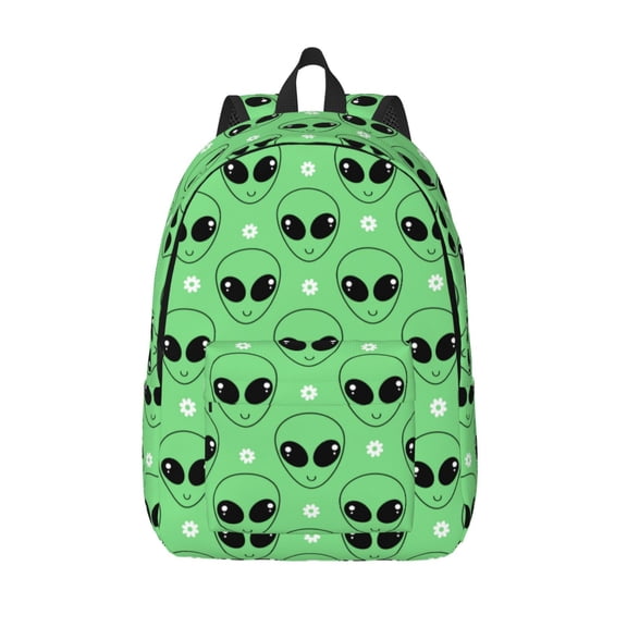 Vsdgher alien cartoons Print Canvas Backpack Travel Rucksack Unisex Knapsack 15.7/17.7Inch Laptop Backpack for Work,College -Medium