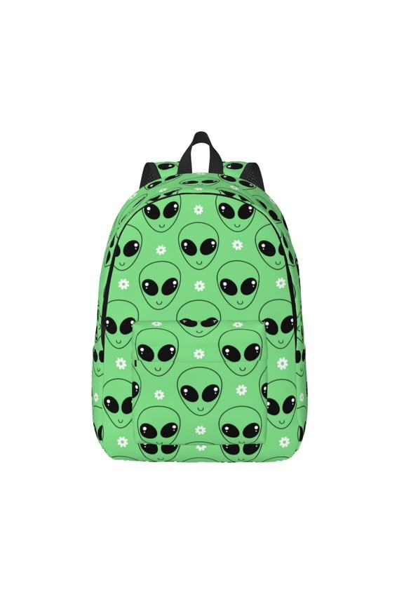 alien cartoons Print Canvas Backpack Travel Rucksack Unisex Knapsack 15.7/17.7Inch Laptop Backpack for Work,College -Medium