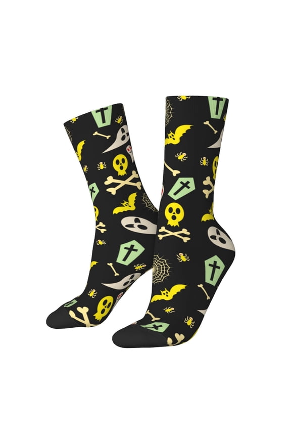 cartoon Skull spider web Crew Socks for Men & Women, Breathable Casual Athletic Ankle Socks