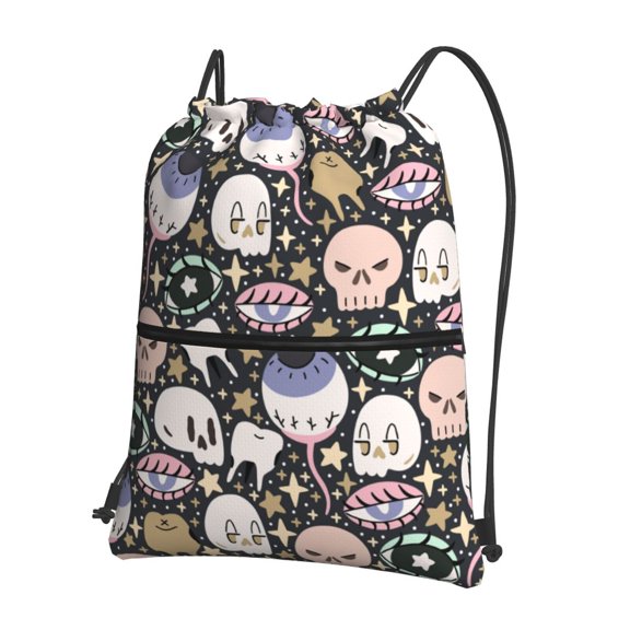 Vsdgher cartoon cute Skull star Drawstring Backpack Water Resistant String Bag Sports Sackpack Gym Sack for Men Women