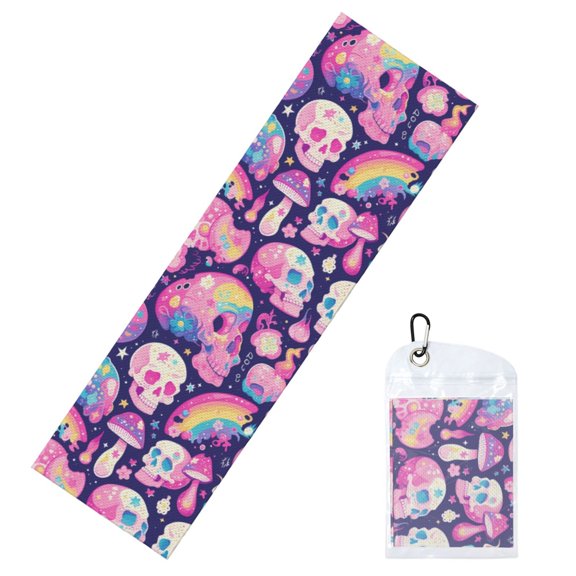 Vsdgher cartoon rainbow Skull Cooling Towel (40"x12"), Soft Breathable Chilly Towel, Ice Towel, Microfiber Towel for Sport, Workout & More Activities