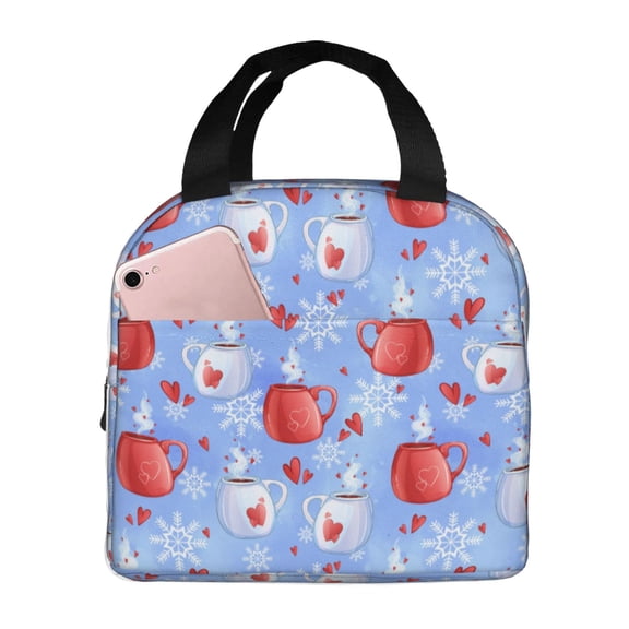Vsdgher coffee love cup winter Lunch Bag, Lunch Box for Women Adult Men, Lunch Tote Insulated Cooler Lunch Container for Work/Office/Picnic/Travel