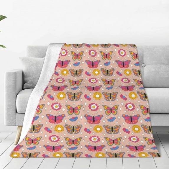 Vsdgher colorful Butterfly Daisy Ultra-Soft Micro flannel Blanket Throw Blankets for Couch Sofa, Bed (4 sizes)-80"x60"