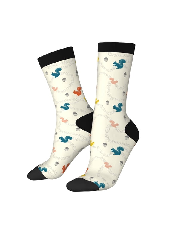 colorful Squirrel Nuts Crew Socks for Men & Women, Breathable Casual Athletic Ankle Socks