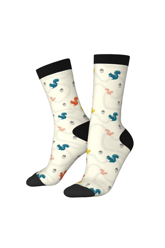 colorful Squirrel Nuts Crew Socks for Men & Women, Breathable Casual Athletic Ankle Socks