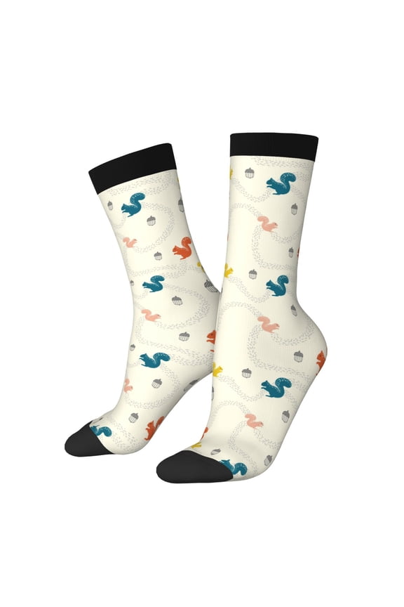 colorful Squirrel Nuts Crew Socks for Men & Women, Breathable Casual Athletic Ankle Socks