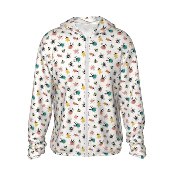 Vsdgher colorful doodle insects Print Adult Hoodie Shirts Rash Guard for Men Women,Long Sleeve Sun Protection Fishing Shirts for Athletic Running Swim-Large