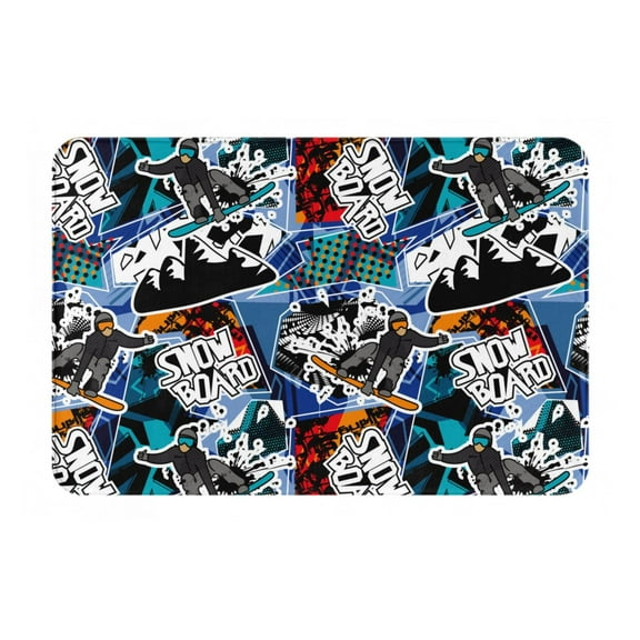 Vsdgher colorful snow board Flannel Anti-Slip Floor Mat Comfort Mat Outdoor Rug, Indoor Outdoor Rugs for Home, Office, Laundry 16''x24''in