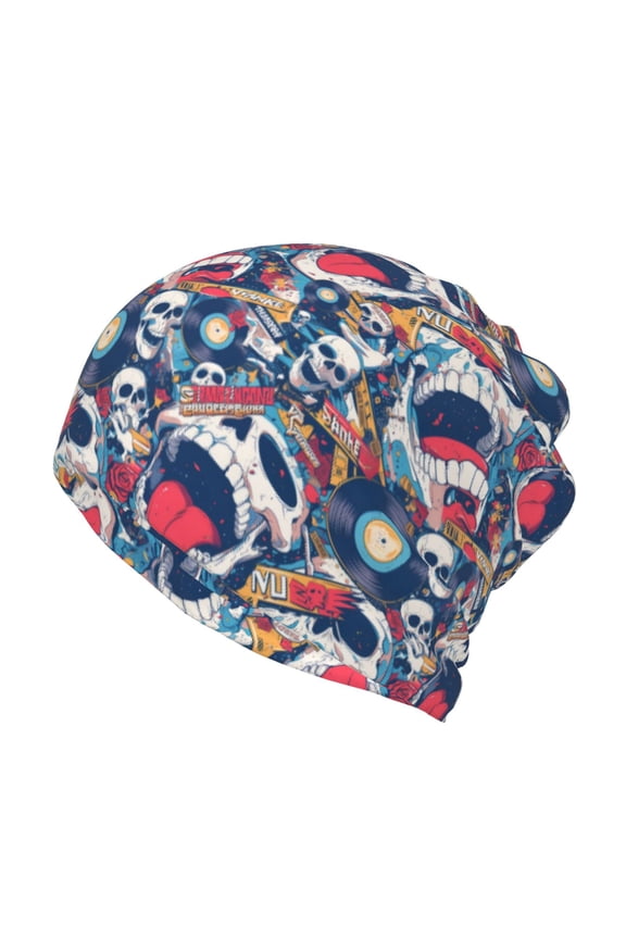 cool rock Skull Slouchy Beanie Hat for Men/Women, Skull Cap Chemo Cap Night Sleeping Cap