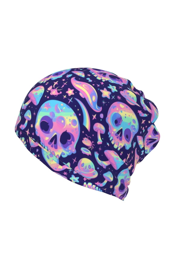 crystal Skull mushroom Slouchy Beanie Hat for Men/Women, Skull Cap Chemo Cap Night Sleeping Cap