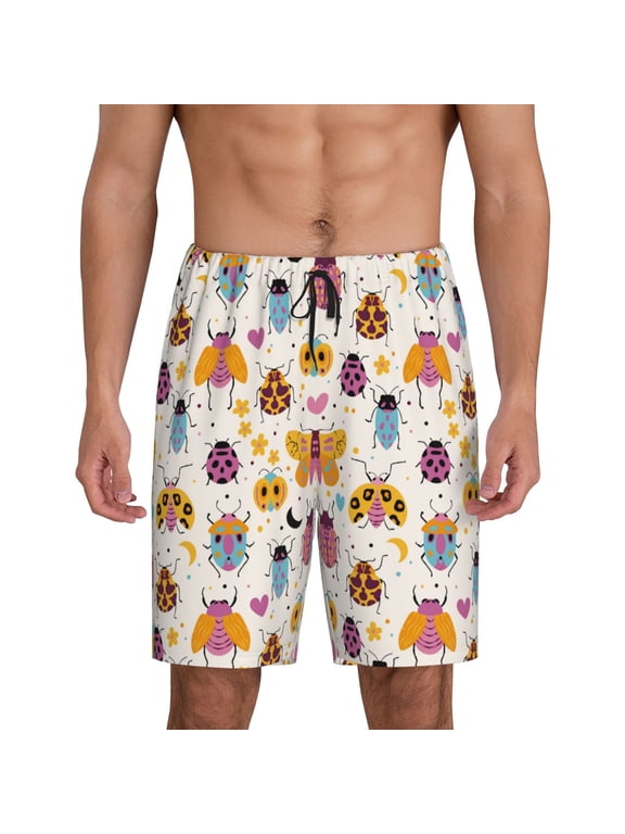 cute bugs Print Men's Pajama Shorts Lounge Bottoms Sleep Shorts Elastic Waist Lightweight PJ Shorts with Pockets-4X-Large