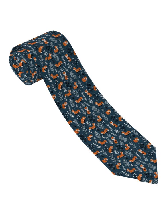 cute fall fox Print Ties for Men 4.7" Formal Necktie Wedding Accessory Men's Business Ties for Wedding Bussiness Work