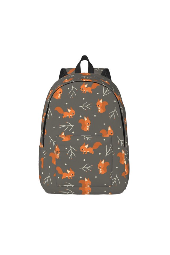 cute fall fox leaf Print Canvas Backpack Travel Rucksack Unisex Knapsack 15.7/17.7Inch Laptop Backpack for Work,College -Medium