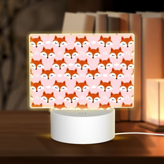 Vsdgher cute fox pink Rectangular Acrylic Night Light Acrylic Sleep Night Light Friend Gifts for Birthday Gifts for Women Teens Boys Girls