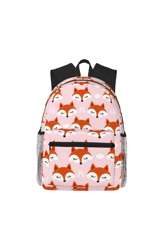 cute fox pink Unisex Large Capacity Bookbag, Schoolbag, Casual Daypack for High School, College, Teens, Travel, Work