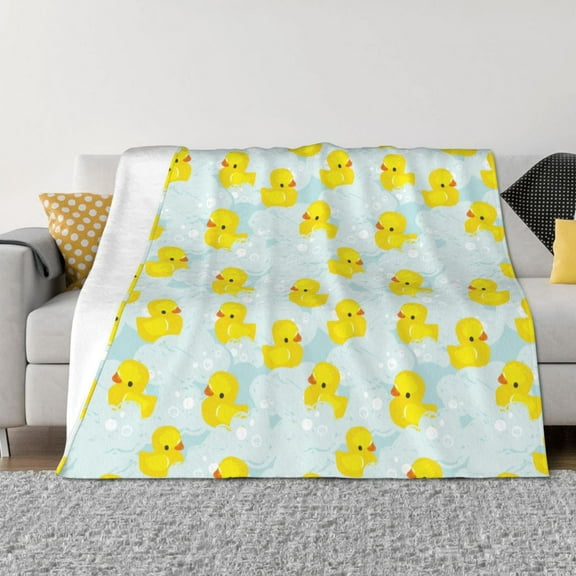 Vsdgher cute rubber duck Pattern Fleece Throw Blanket, Horizontal Fleece Bedding Home Decor for Couch & Bed All Season Use -40"x30"