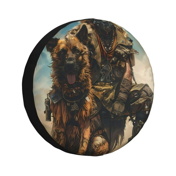 Vsdgher desert Man Shepherd Dog for Spare Tire Cover, Tire Wheel Protector Wheel Cover Fit for Truck,Trailer,RV,SUV,Camper and Most Vehicle-15 inch