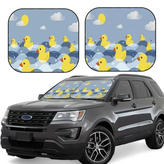 Vsdgher ducklings swim on the sea waves Print Car Windshield Sun Shade, Reflective Sunshade Window Sunshade Sun Visor Protector Fit for Cars,Trucks,SUVs-Small