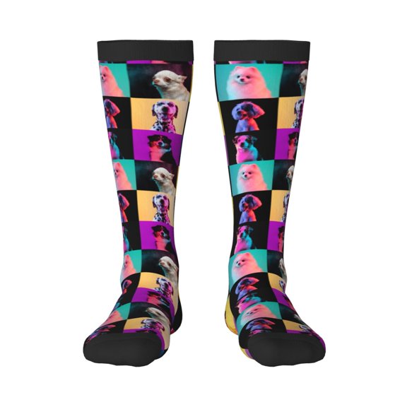 Vsdgher funny dogs Knee Socks, High Socks Long Stretchy Sock Women Knee High Stocking, Long Socks for Women