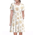 thumbnail image 1 of Vsdgher gold Snowflake print for Womens Summer 2025 Casual Midi Maxi Dresses Lightweight Short Sleeve Round Neck Beach Dress -XX-Large, 1 of 7