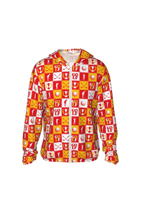 golf Print Adult Hoodie Shirts Rash Guard for Men Women,Long Sleeve Sun Protection Fishing Shirts for Athletic Running Swim-XX-Large