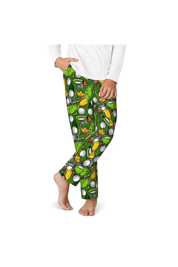 golf Sport club Print Kids Pajama Pants,Long Sleep Plaid Pants Soft Lounge Pj Bottoms Sleep Pants with Pockets-Small
