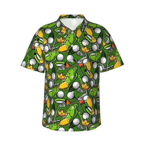 Vsdgher golf Sport club Print Men's Hawaiian Shirts Button Down Tropical Holiday Beach Shirts Vacation Clothes,XX-Large