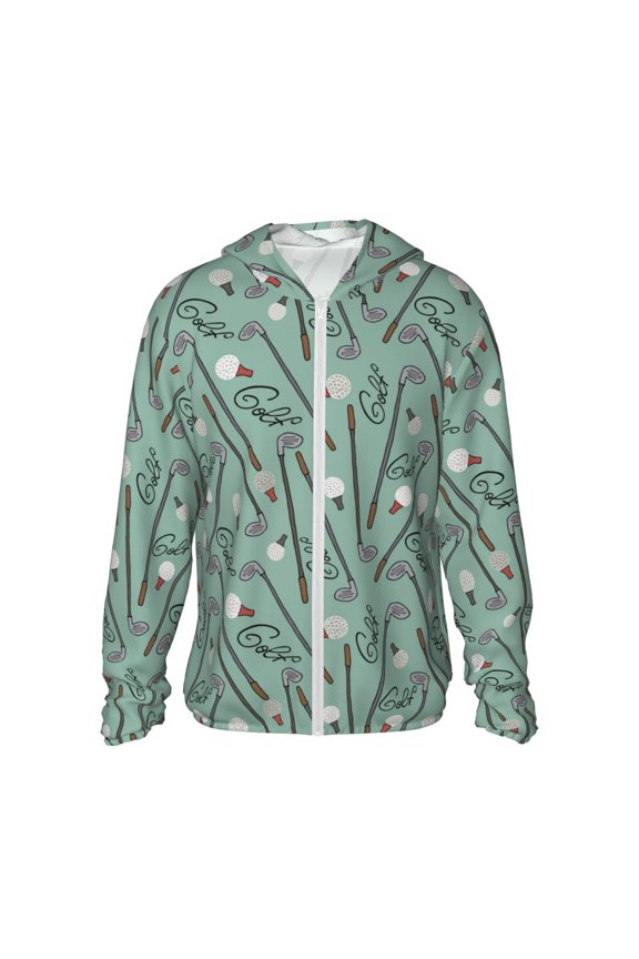 golf equipment Print Adult Hoodie Shirts Rash Guard for Men Women,Long Sleeve Sun Protection Fishing Shirts for Athletic Running Swim-3X-Large