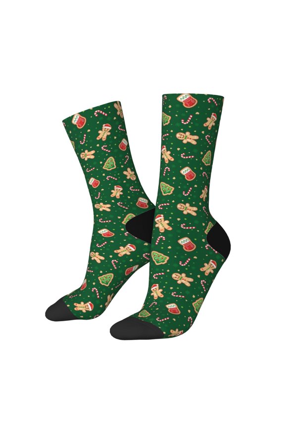 green Christmas Element Crew Socks for Men & Women, Breathable Casual Athletic Ankle Socks