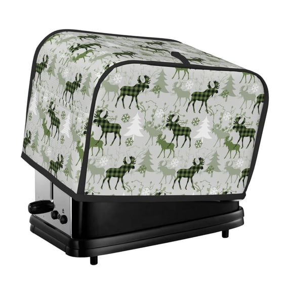 Vsdgher green plaid Moose tree 2 Slice Toaster Cover, Appliance Covers Toaster Cover Fits for Most Standard 2 slice Toasters