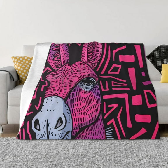 Vsdgher ink Donkey Pop Art Pattern Fleece Throw Blanket, Horizontal Fleece Bedding Home Decor for Couch & Bed All Season Use -60"x50"