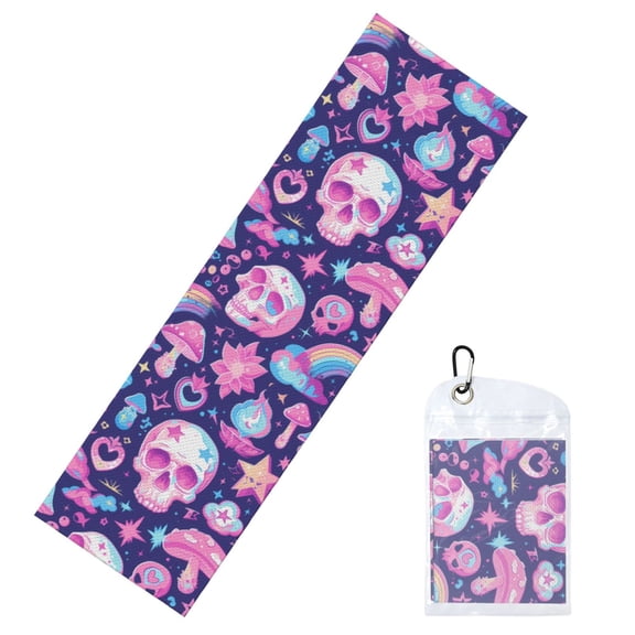 Vsdgher mushroom rainbow color Skull Cooling Towel (40"x12"), Soft Breathable Chilly Towel, Ice Towel, Microfiber Towel for Sport, Workout & More Activities