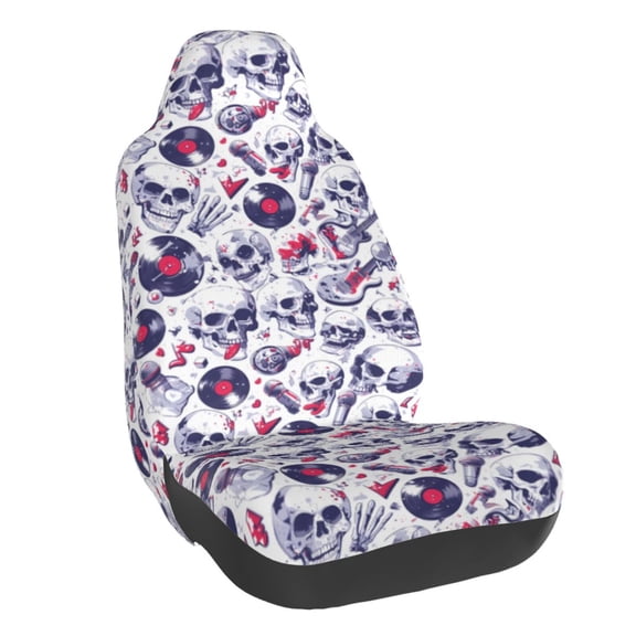 Vsdgher music Skull record mike for Automotive Seat Covers for Cars Trucks and SUVs, Universal Fit Anti-Slip Bucket Seat Protector for Cars,Vehicle Seat Protector for Front Seats