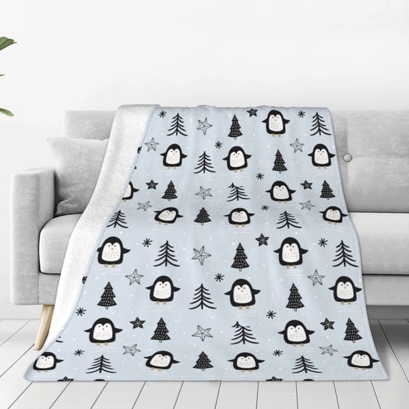 Vsdgher penguin tree star Ultra-Soft Micro flannel Blanket Throw Blankets for Couch Sofa, Bed (4 sizes)-40"x30"