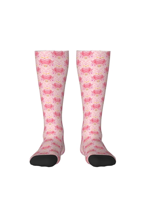 pink crustaceans Knee Socks, High Socks Long Stretchy Sock Women Knee High Stocking, Long Socks for Women