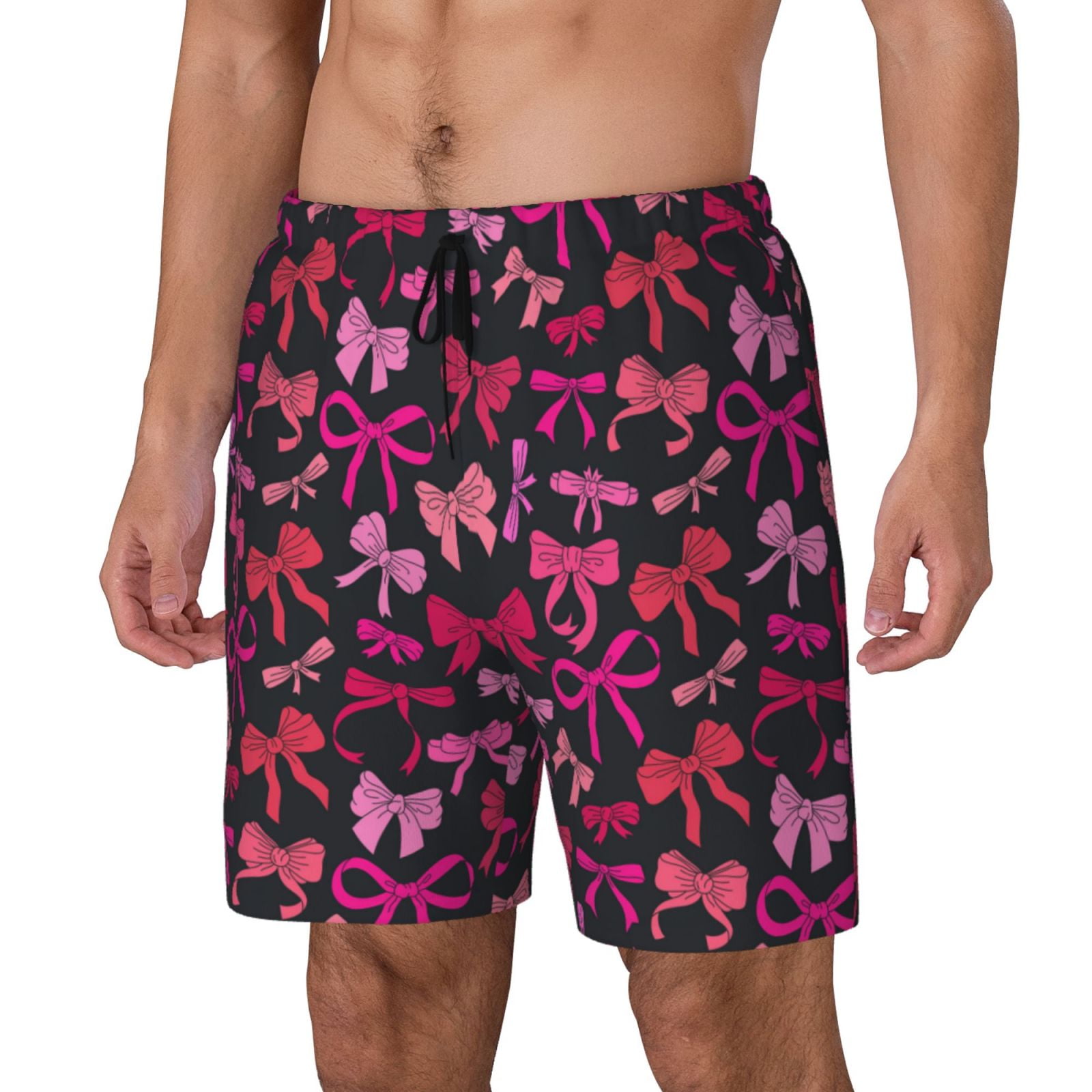 Vsdgher pink ribbon bows for Mens Swim Trunks with Compression Liner ...