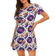 thumbnail image 1 of Vsdgher record rock Skull star Pattern Womens Short Sleeve Sleepshirt Scoopneck Cute Nightdress Ruffle Comfy Nightgown, 1 of 6
