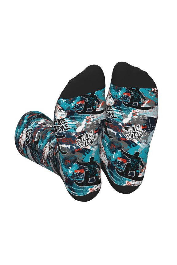 snow board colorful Unisex Crew Socks Lightweight Breathable Ventilation Ankle Socks, Mid-calf socks for Daily