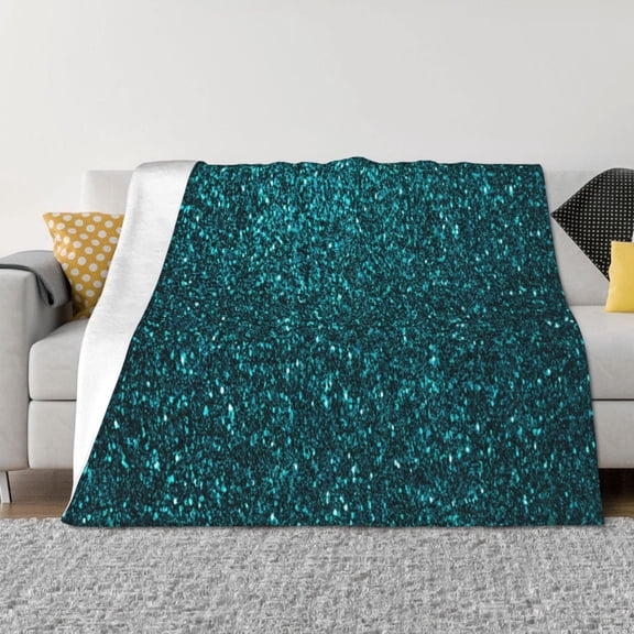 Vsdgher teal sparkling Pattern Fleece Throw Blanket, Horizontal Fleece Bedding Home Decor for Couch & Bed All Season Use -40"x30"