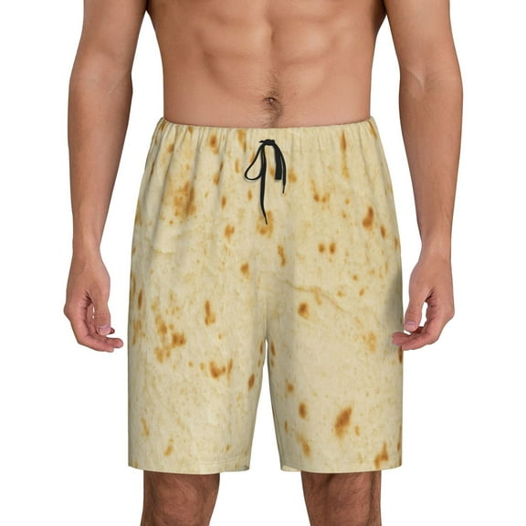 Vsdgher tortilla Print Men's Pajama Shorts Lounge Bottoms Sleep Shorts Elastic Waist Lightweight PJ Shorts with Pockets-3X-Large